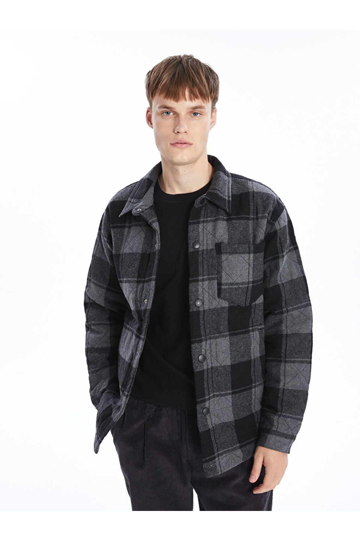 LC Waikiki Regular Fit Uzun Kollu Ekose Erkek Gömlek Ceket