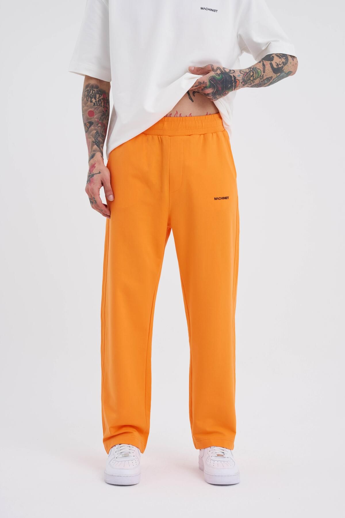 Machinist-Men's Basic Relaxed Baggy Orange Sweatpants 1