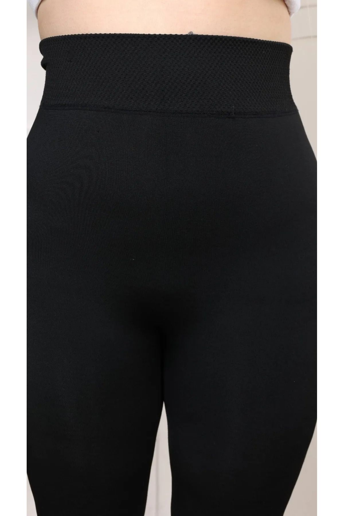 ELF GLOBAL-Plus Size Black Seamless Plush Leggings - up to 140 Kilo, Squishy Fur 3