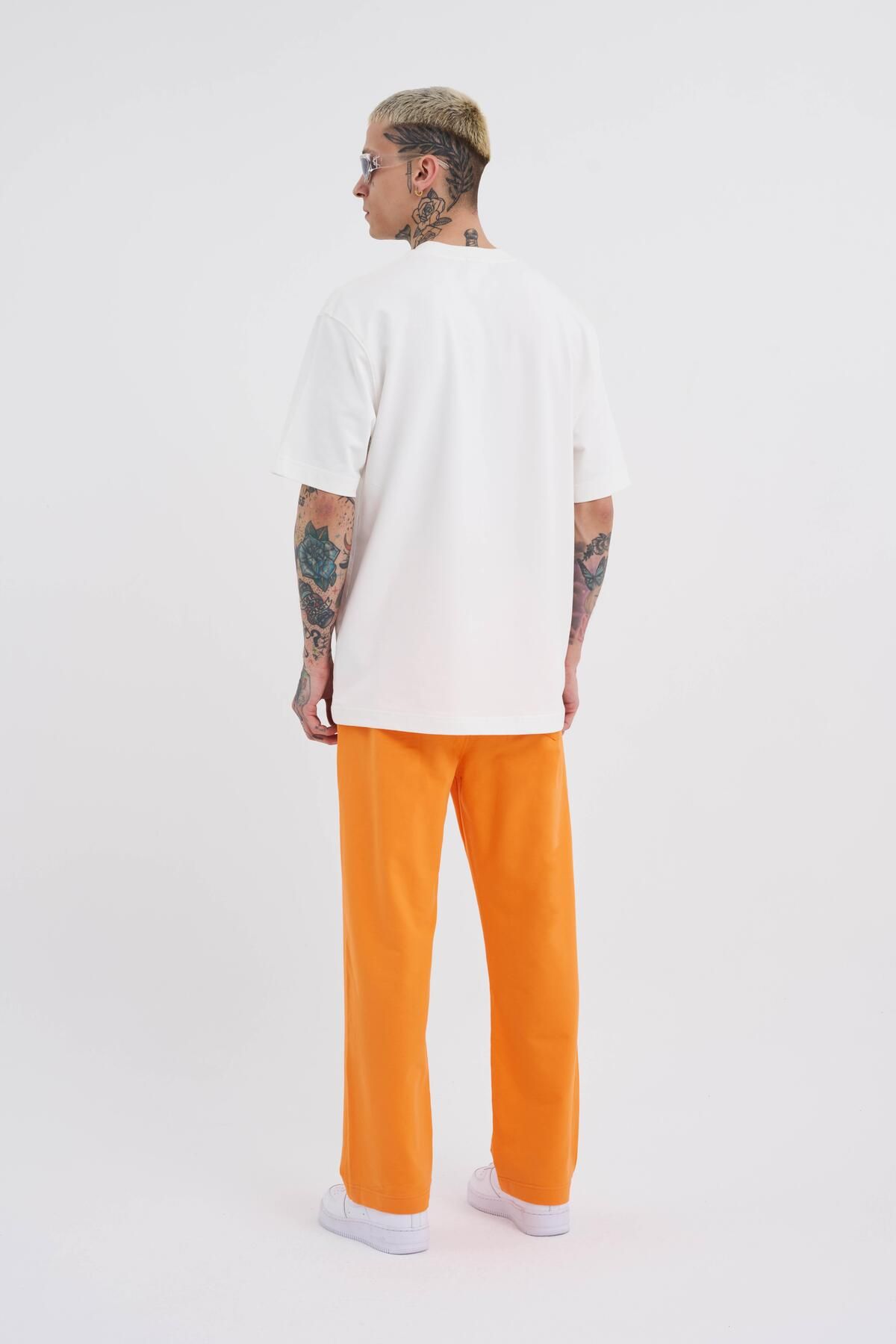 Machinist-Men's Basic Relaxed Baggy Orange Sweatpants 5