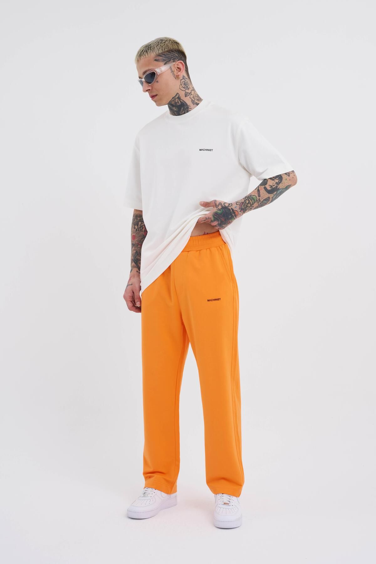 Machinist-Men's Basic Relaxed Baggy Orange Sweatpants 3