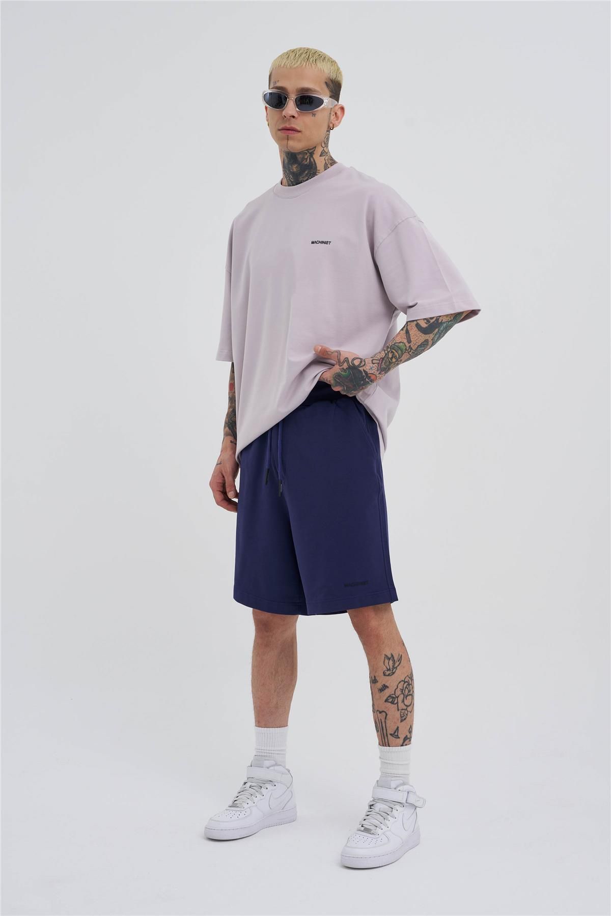 شلوارک و برمودا آبی مردانه یونیسکس Oversize Basic Pocket Blue Machinist