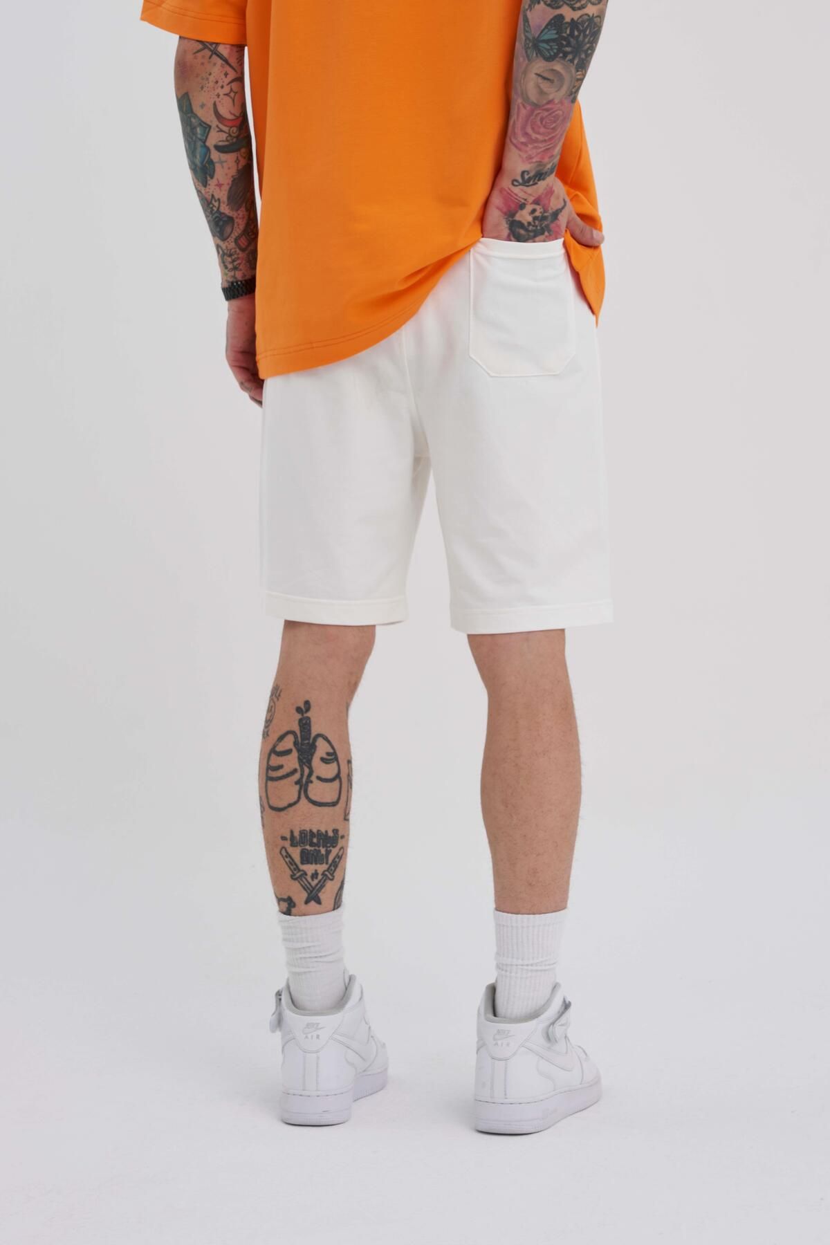 Machinist-Men's Basic Relaxed Ecru Shorts 3