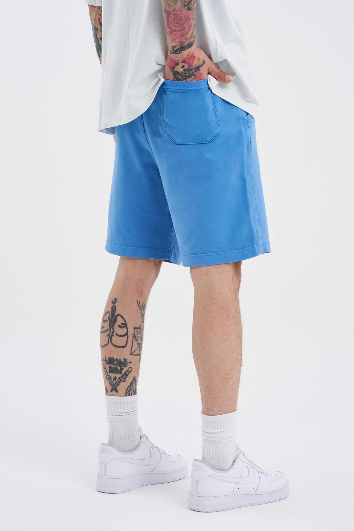 Machinist-Relaxed Washed Luxury Basic Shorts Blue 4