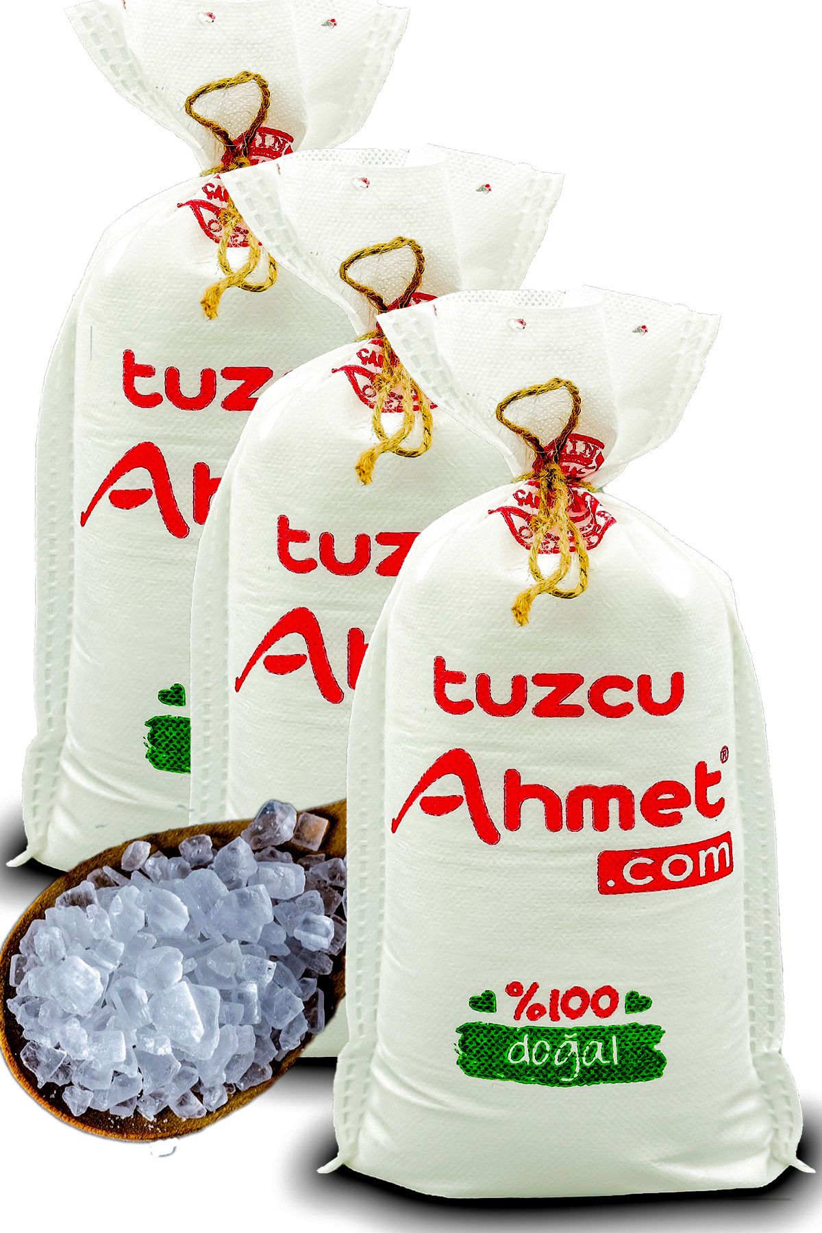 Tuzcu Ahmet 3 Adet 1 Kg Granül(İRİ TANELİ) Kristal Çankırı Kaya Tuzu 1. Kalite