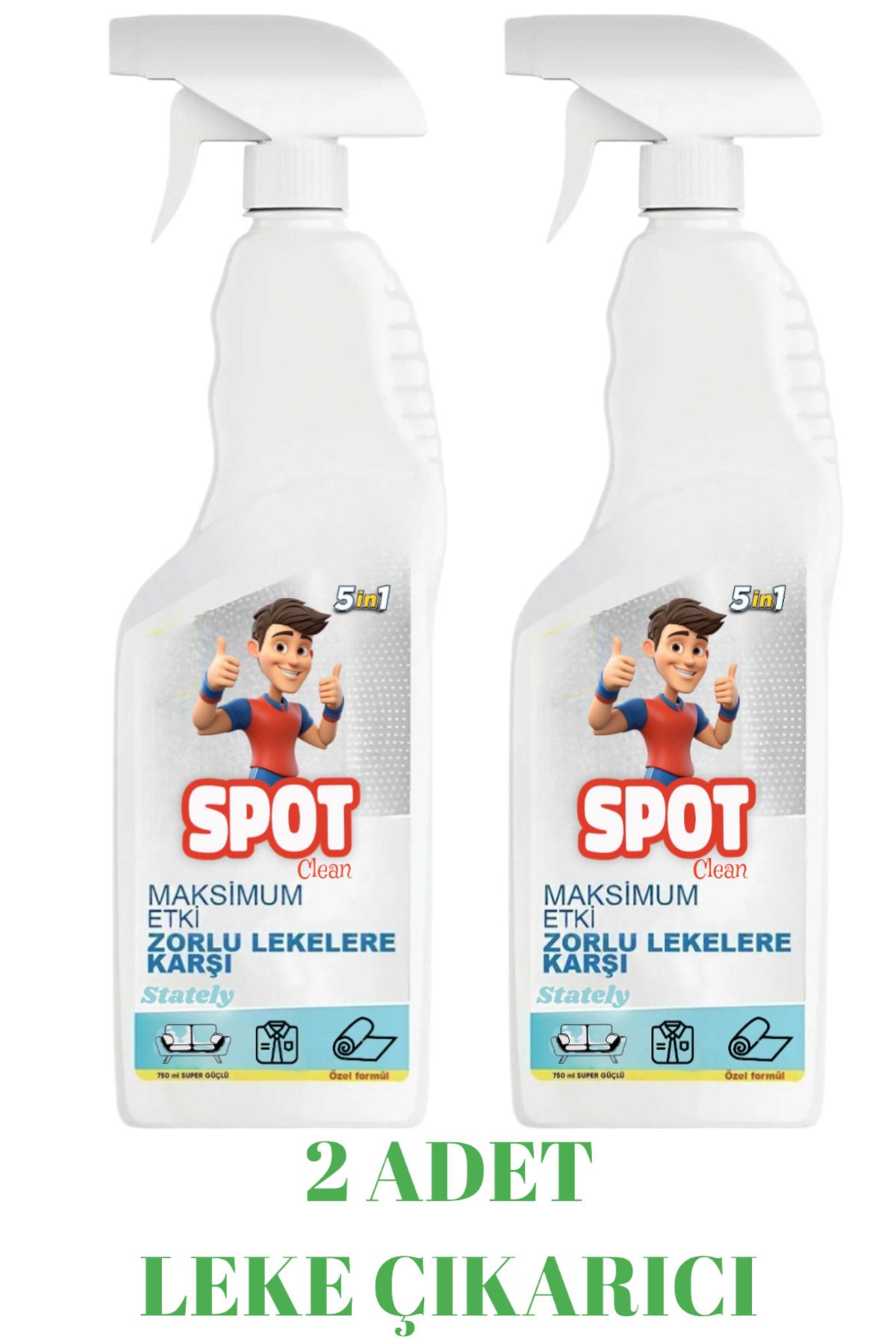 Stately Leke Çıkarıcı Ultra Etki Lekelere Stop Zorlu Lekelere Karşı Spot Clean Remover Forte 2 Adet 2x750 ml