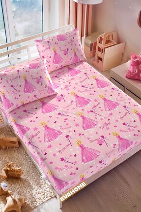 Lorien Prenses Desenli Ranforce Kumaş Tek Kişilik Lastikli Çarşaf Takımı (1 A...