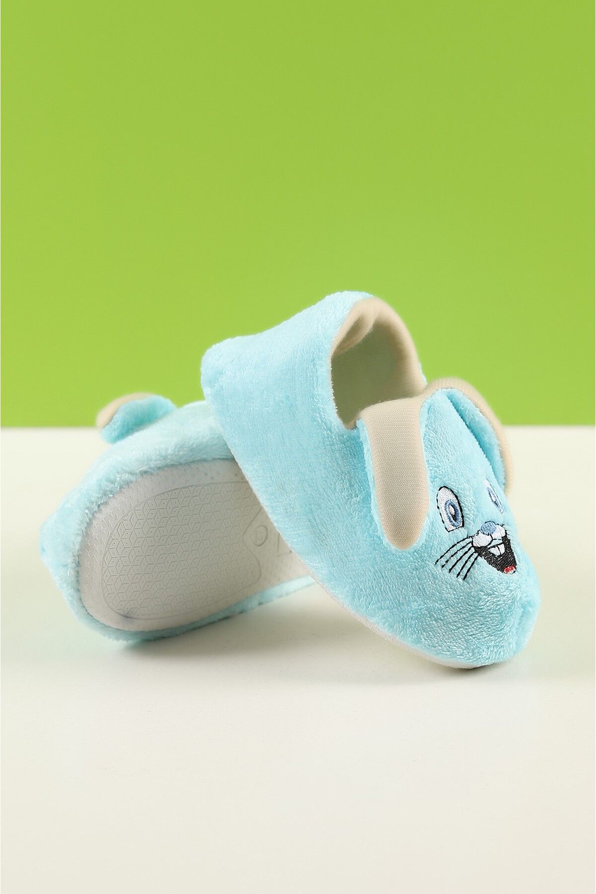 MİNAHOBİ-Plush Slippers with Rabbit Figure - for Home and School with Anti-Slip Base 3