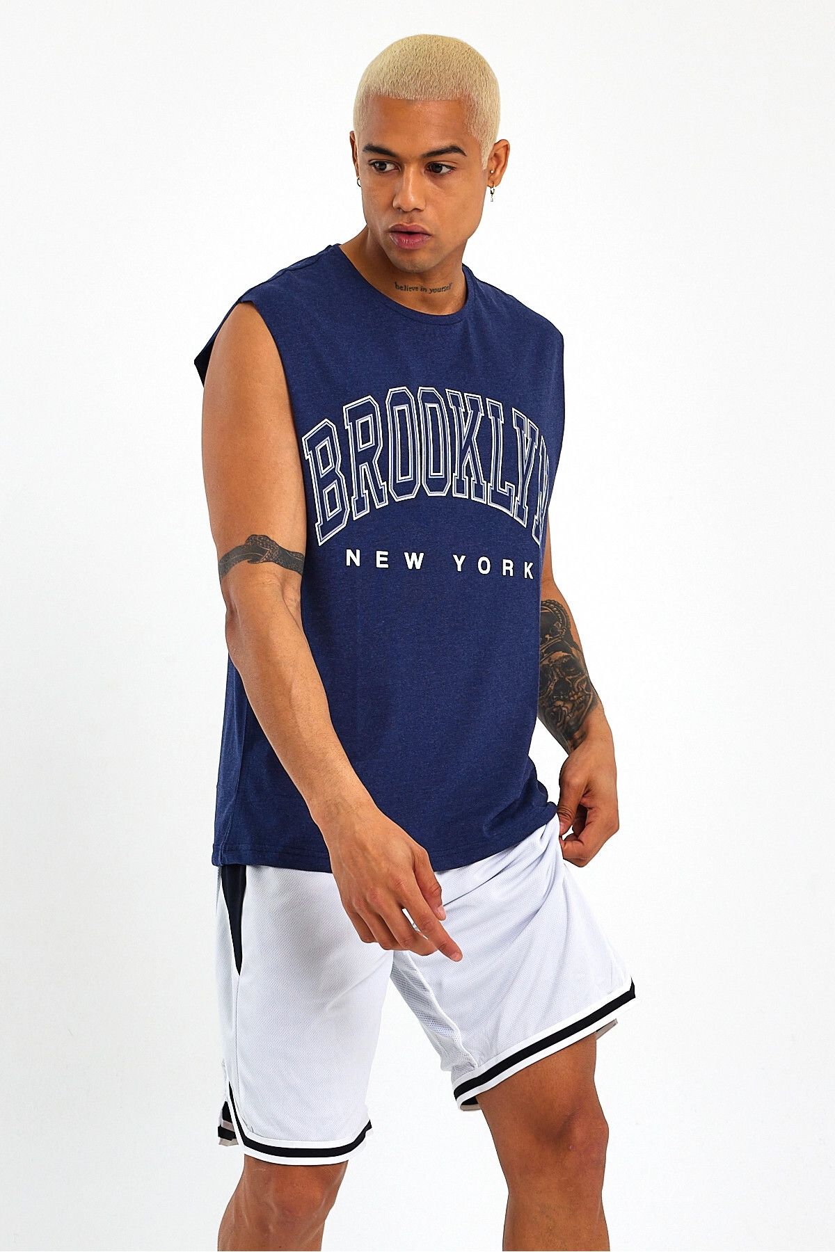 Superlife-Superlife Men's Crew Neck Regular Fit Brooklyn Printed T-Shirt Spr22Ts116 2