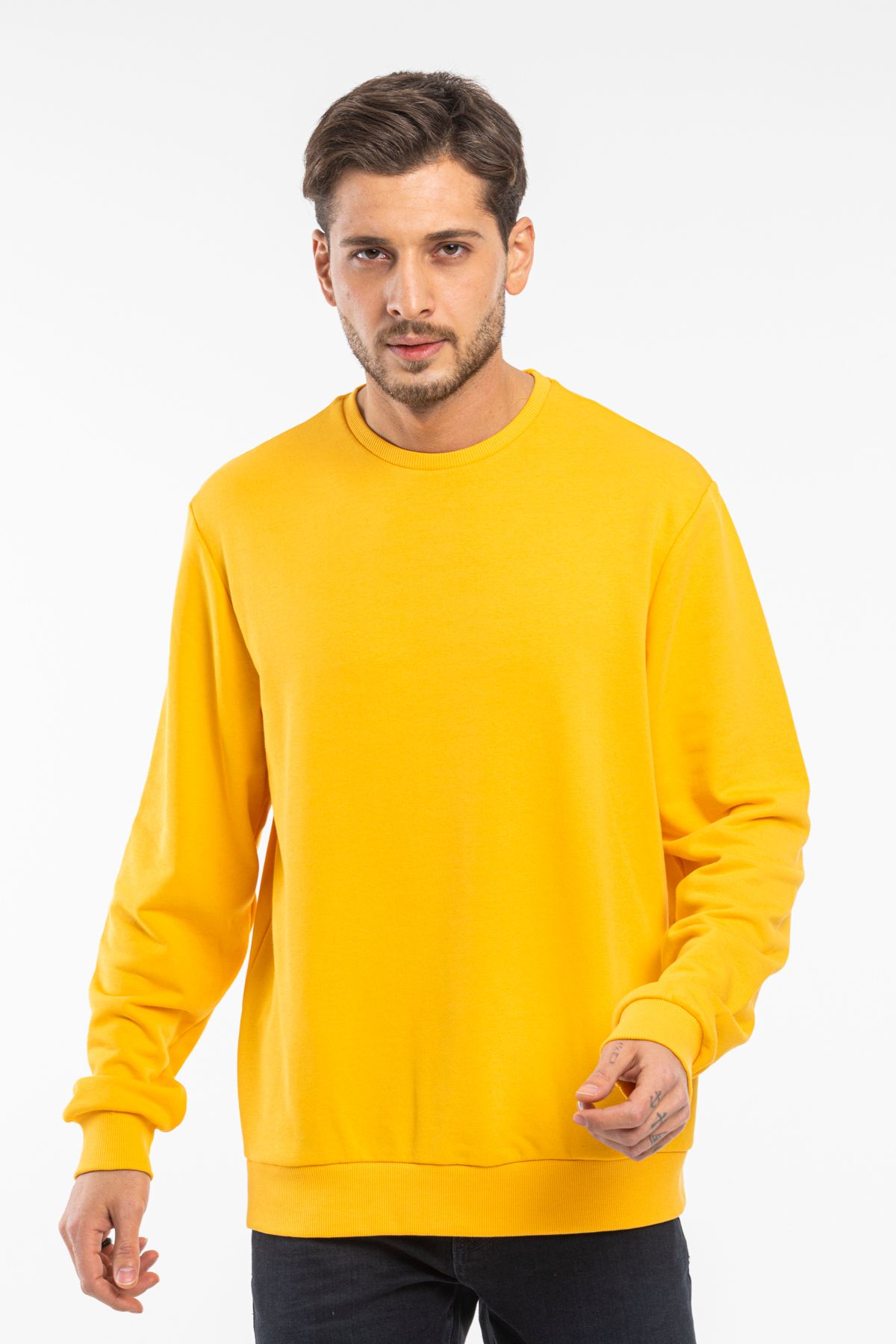 Superlife-Men's Crew Neck Regular Fit Thin Sweatshirt Spr 20k30 2