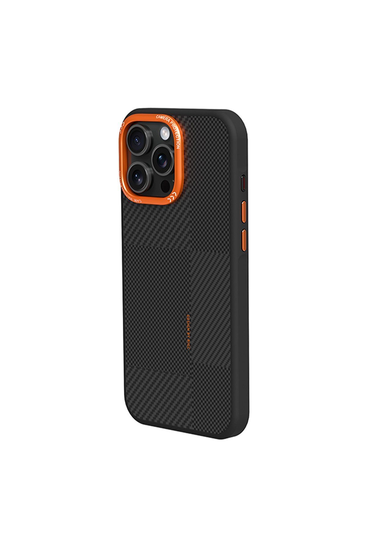 Joko iPhone 14 Pro Max Orange Karbon Magsafe Kapak - Turuncu FLKRY
