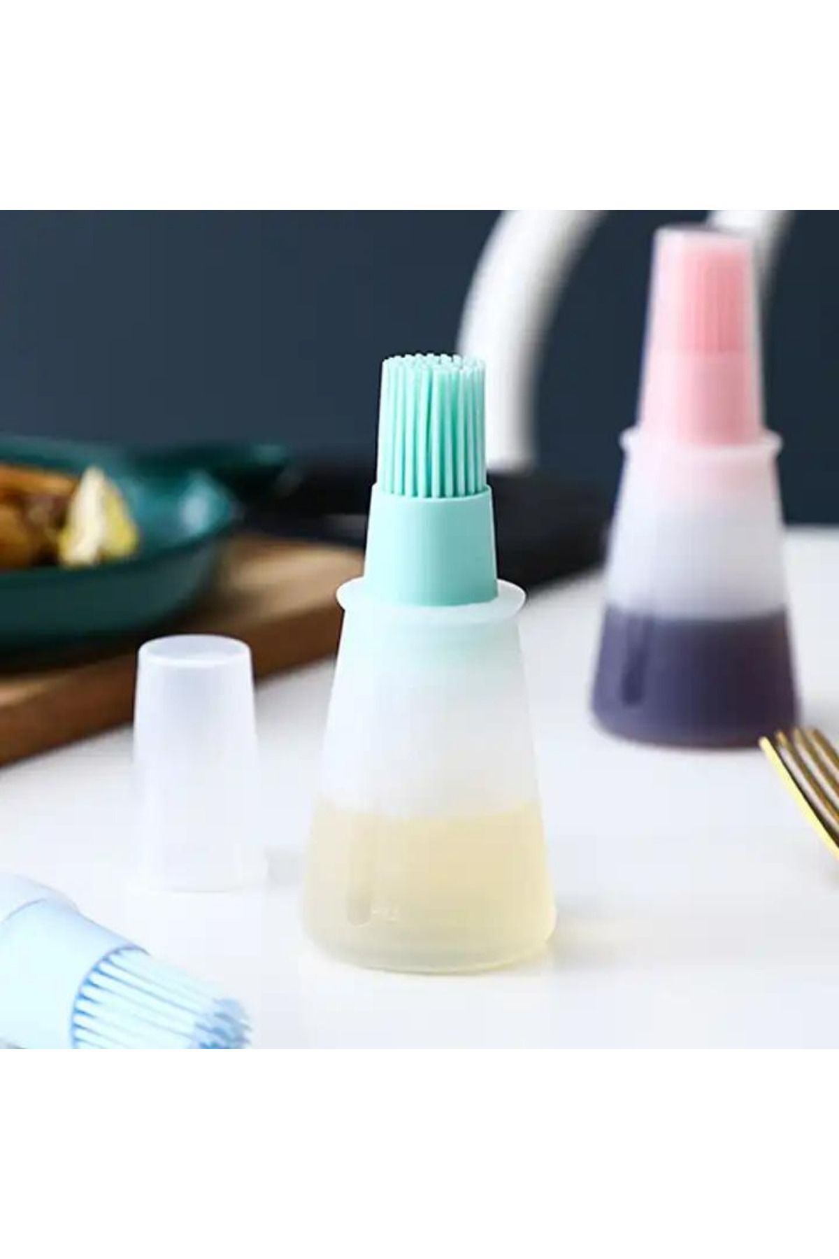 UCR HOME Renkli Hazneli Silikon Yağ Sos Ve Yumurta Fırçası, 2 Adet