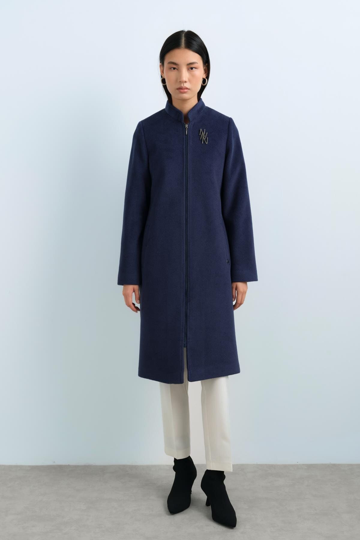 Nihan-Indigo Zippered Basic Coat 5