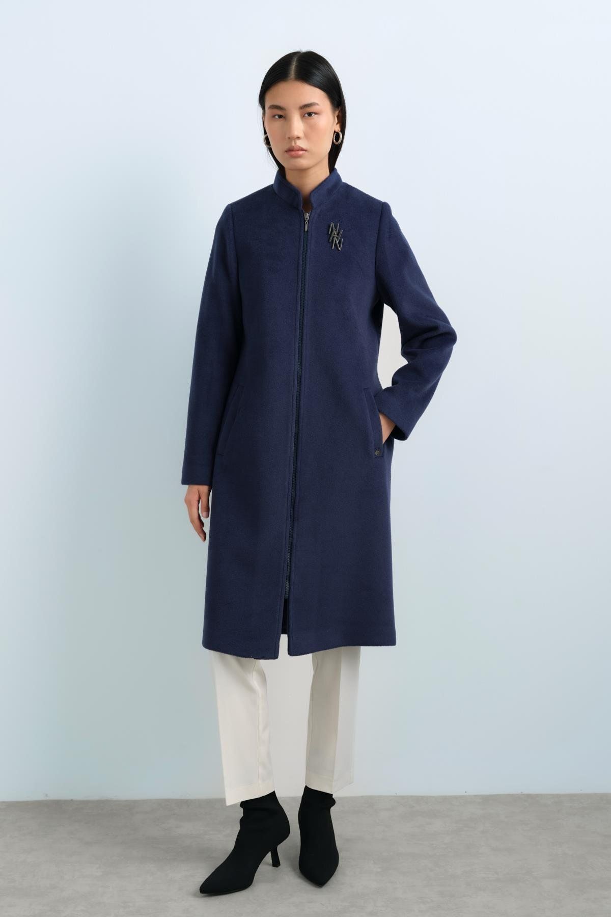 Nihan-Indigo Zippered Basic Coat 2