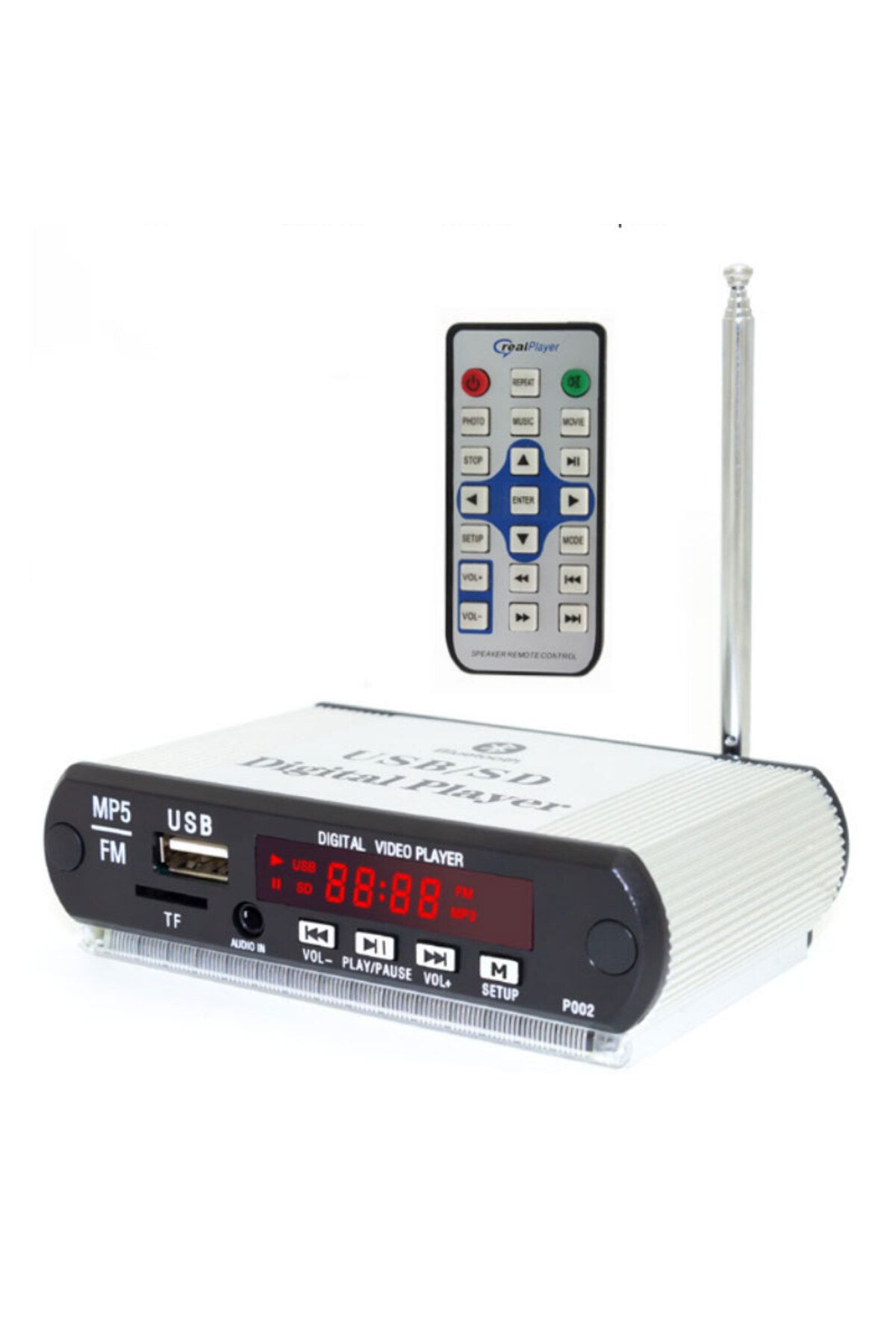 MOONFER MAGICVOICE SS-105 MP5 USB/SD/MMC/BLUETOOTH KUMANDALI OTO TEYP ÇEVİRİCİ KASALI MODEL (5V/12V) (4767)