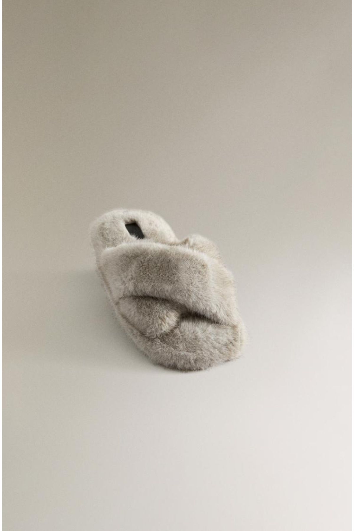 Zara-Criss-Cross Faux Fur Sandals 6