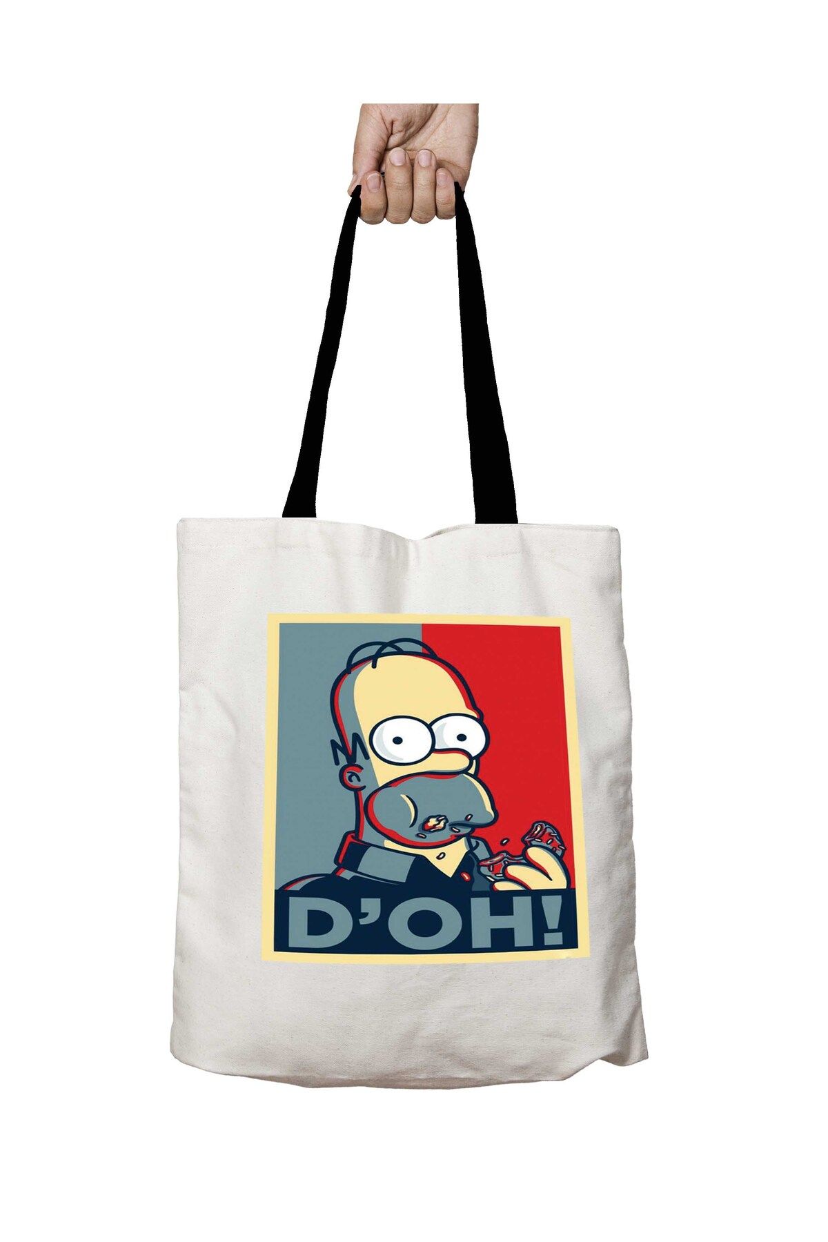 ART HEDİYE Homer Simpson Cu Mâner Negru - Geantă De Umăr Pentru Școală Lavabilă D'oh Unisex - One Size