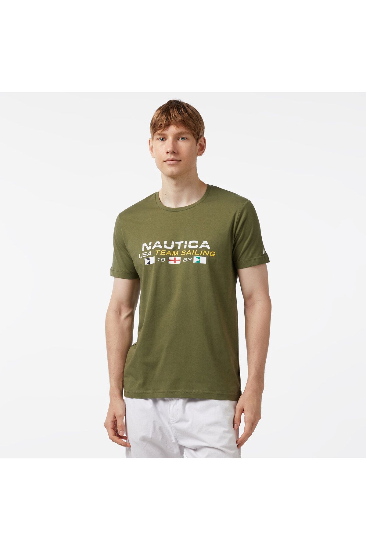 Nautica Erkek Yeşil Standart Fit Kısa Kollu Baskılı T-shirt