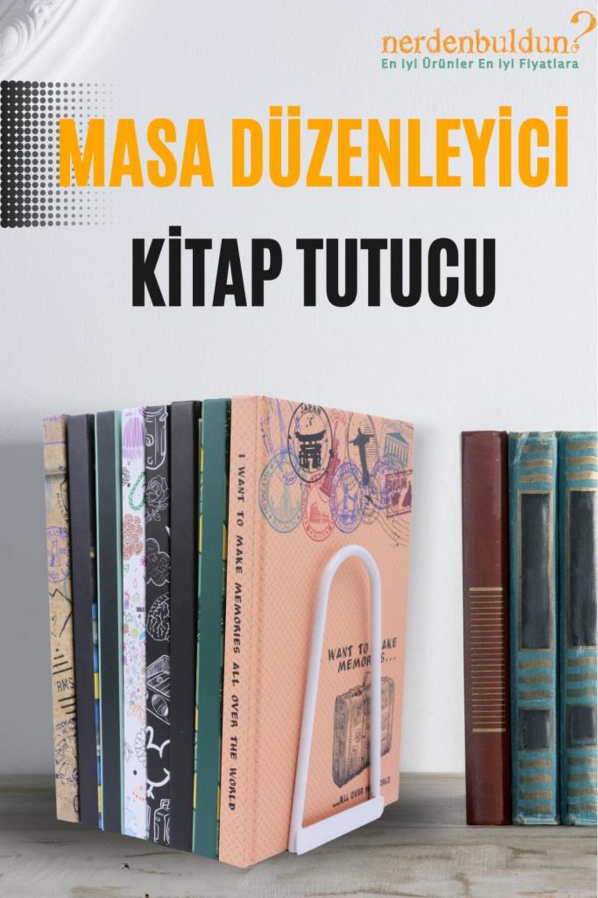 Genel Markalar Tekli Beyaz Masa Düzenleyici Kaymaz Dekoratif Kitap Ayağı Ofis Dekoratif Metal Telli Kitap Tutucu