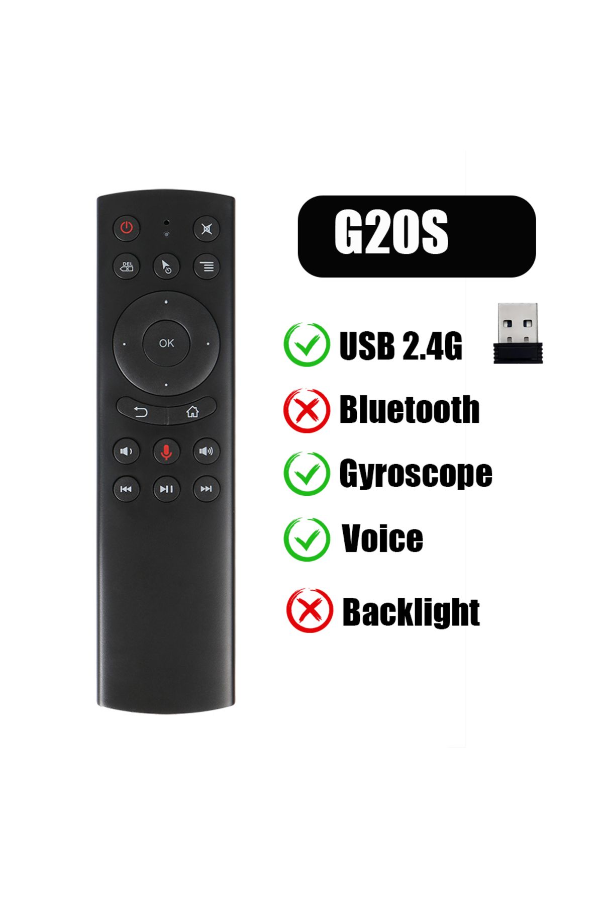 Choice-G20s Mrsvi G20s Pro Voice Remote Control 2.4g Wireless Bluetooth Air Mouse Microphone Gyroscope Ir L 1