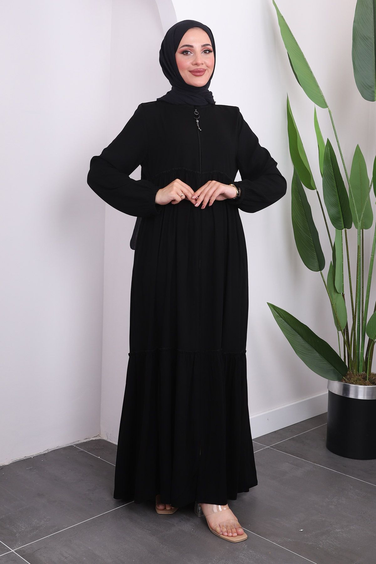 İmajButik-Frilly Black Ferace - Sleeve Elastic 1