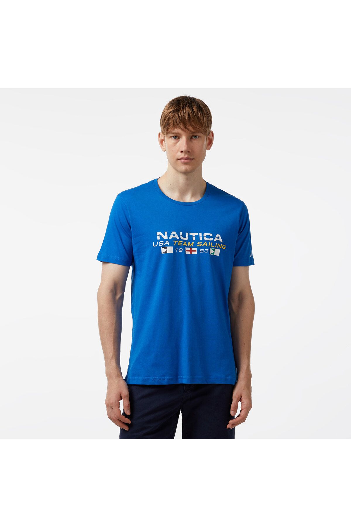 Nautica Erkek Mavi Standart Fit Kısa Kollu Baskılı T-shirt