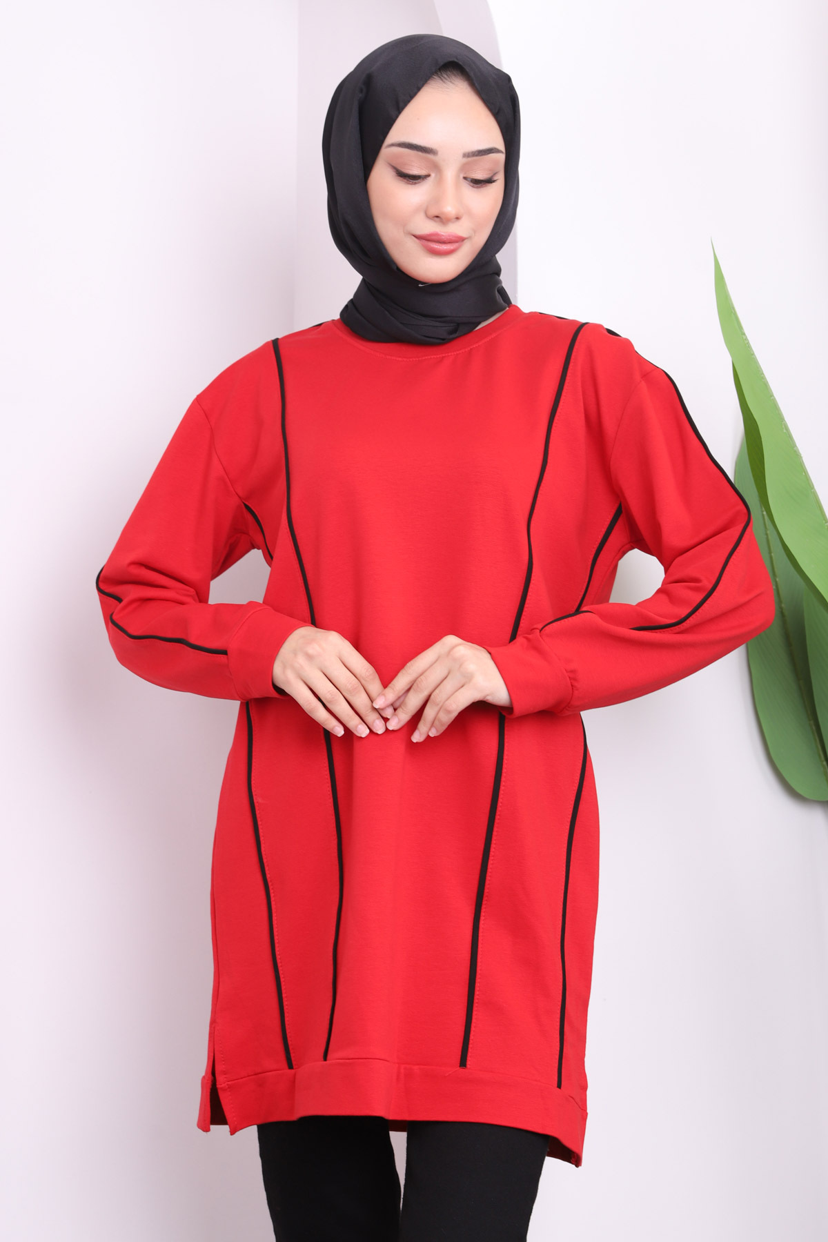 İmajButik-Two Thread Tunic with Red Front Stripe 4