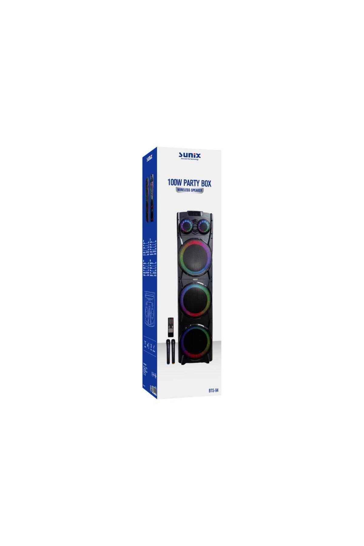 Sunix 100w Çift Mikrofonlu Ve Kumandalı Parti Boy Bluetooth