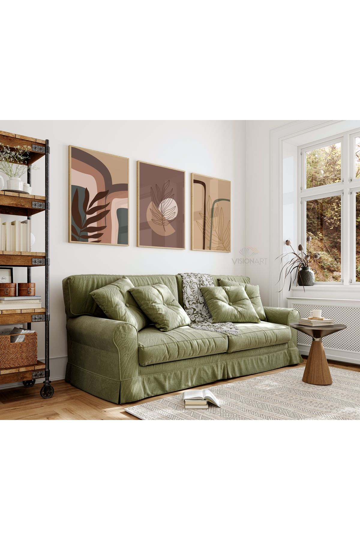 CANVASUM-Natural Forms Abstract Boho Style Frame Look Set of 3 Table 2