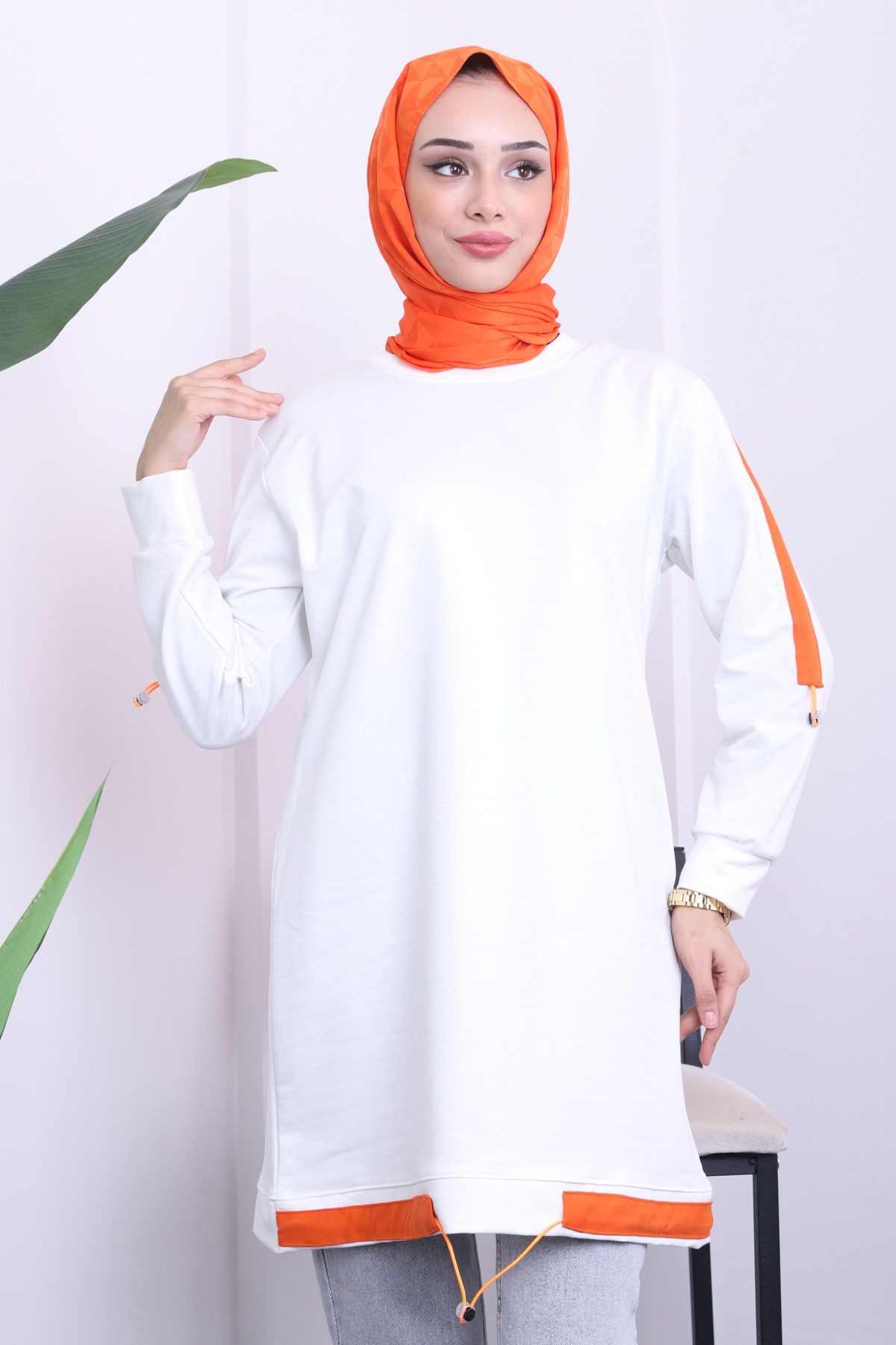 İmajButik-إكرو تونيك ذو خيطين مع تنورة مطاطية 2