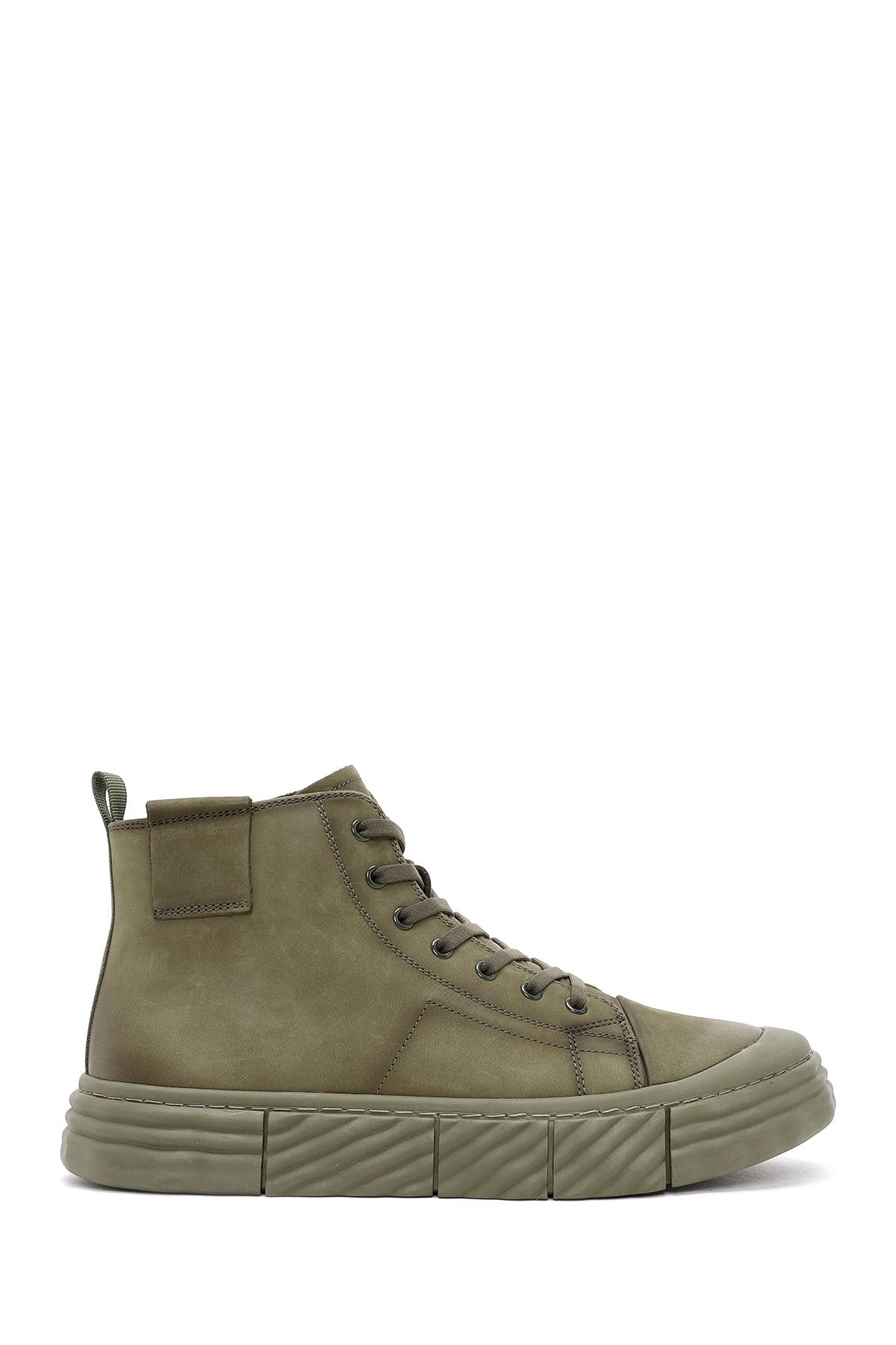 Derimod-Khaki Men's Sneakers - Zippered, Nubuck High Top, 24wfd6920v3 1