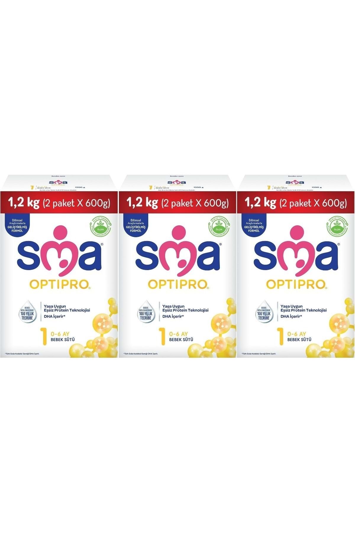 SMA Optipro 1200GR No:1 Bebek Sütü (0-6 Ay) Kutu (3 Lü Set)