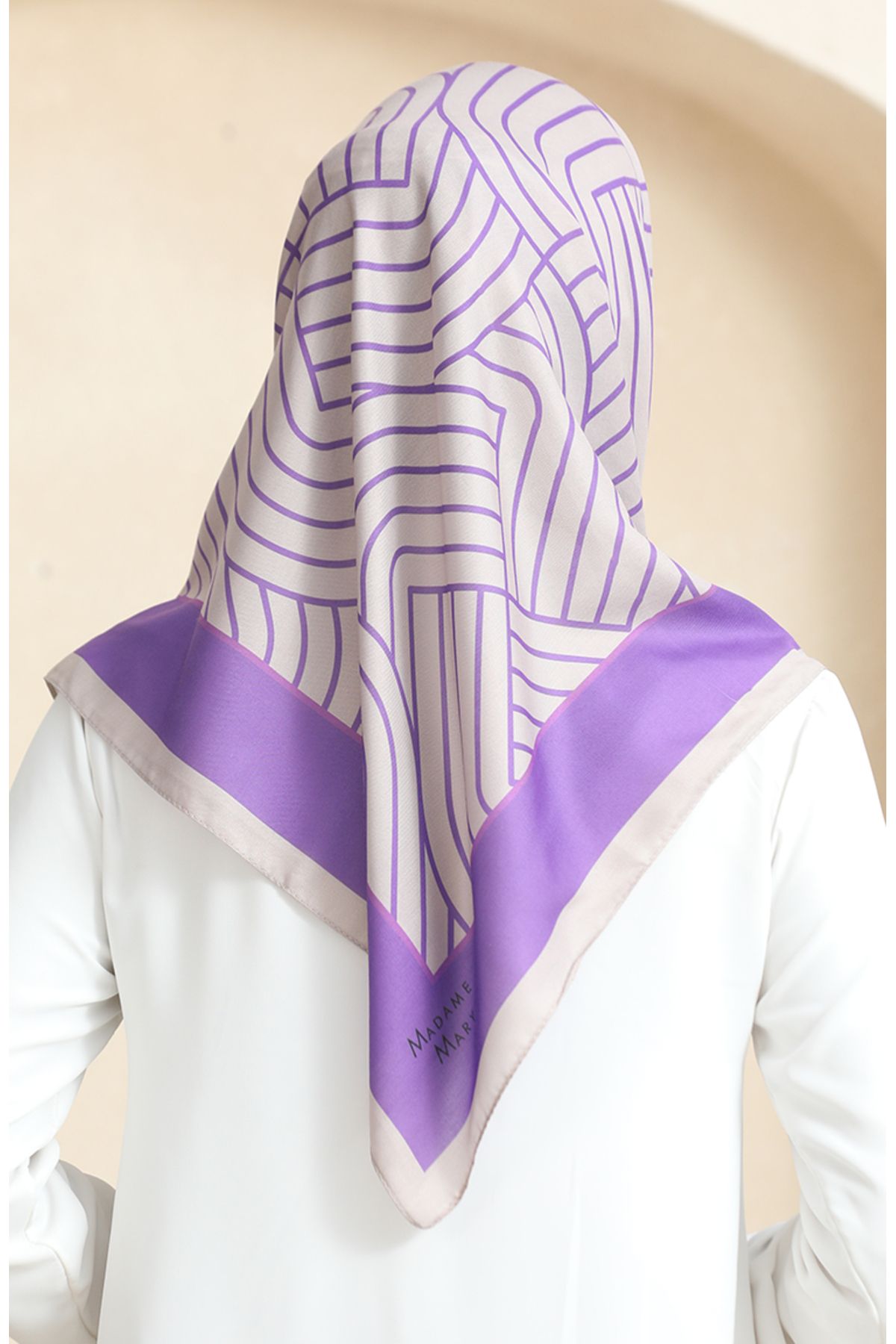 sefamerve-19089-13 Model Soft Cotton Beige Purple Scarf 3