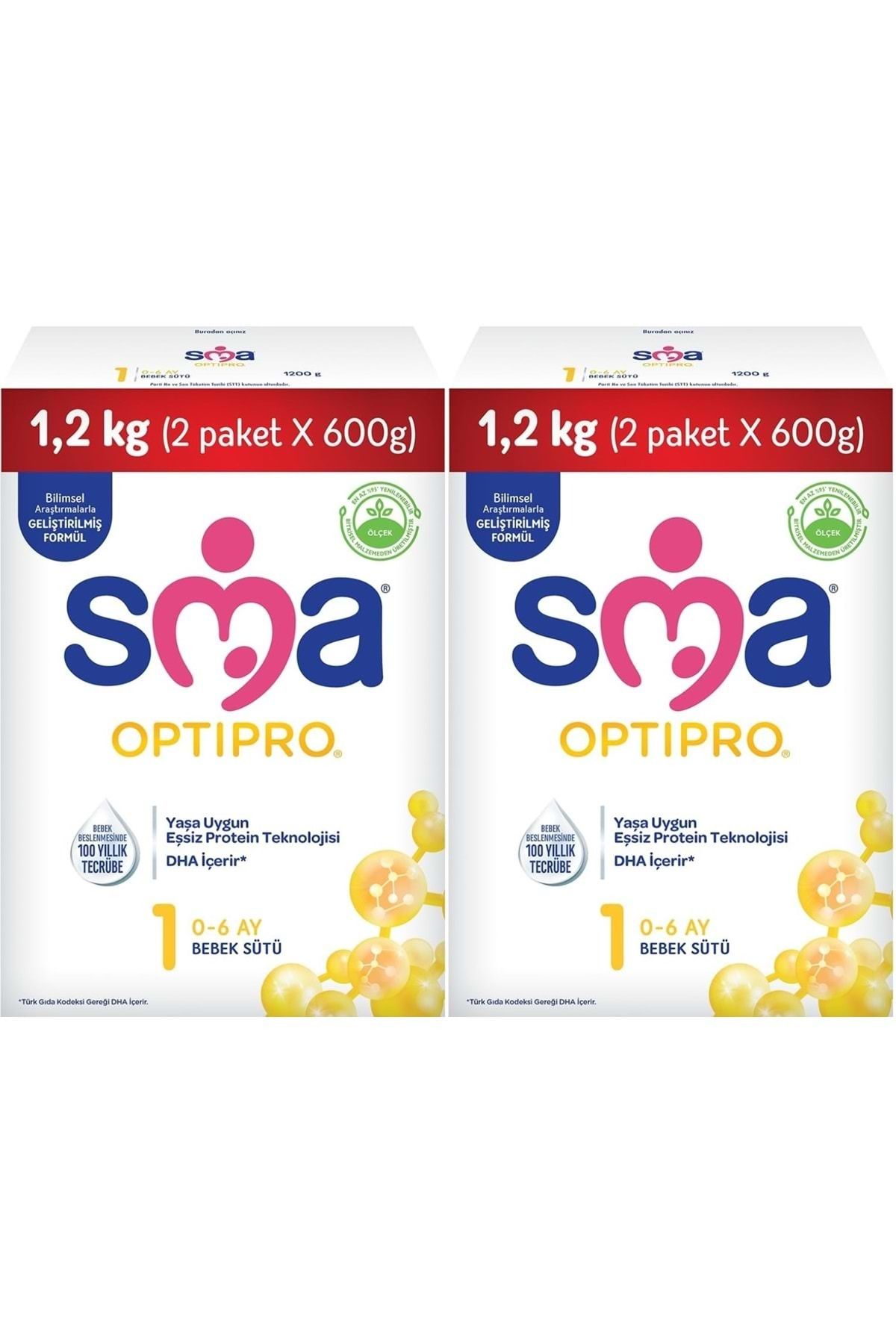 SMA Optipro 1200GR No:1 Bebek Sütü (0-6 Ay) Kutu (2 Li Set)