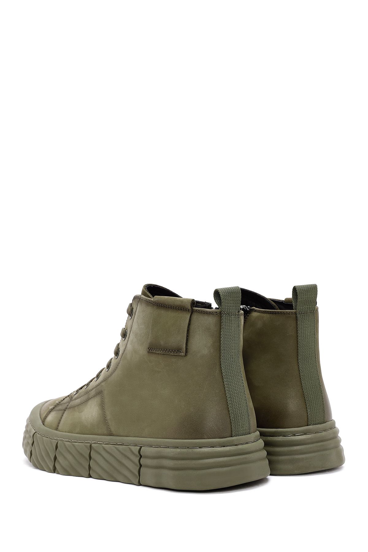 Derimod-Khaki Men's Sneakers - Zippered, Nubuck High Top, 24wfd6920v3 6