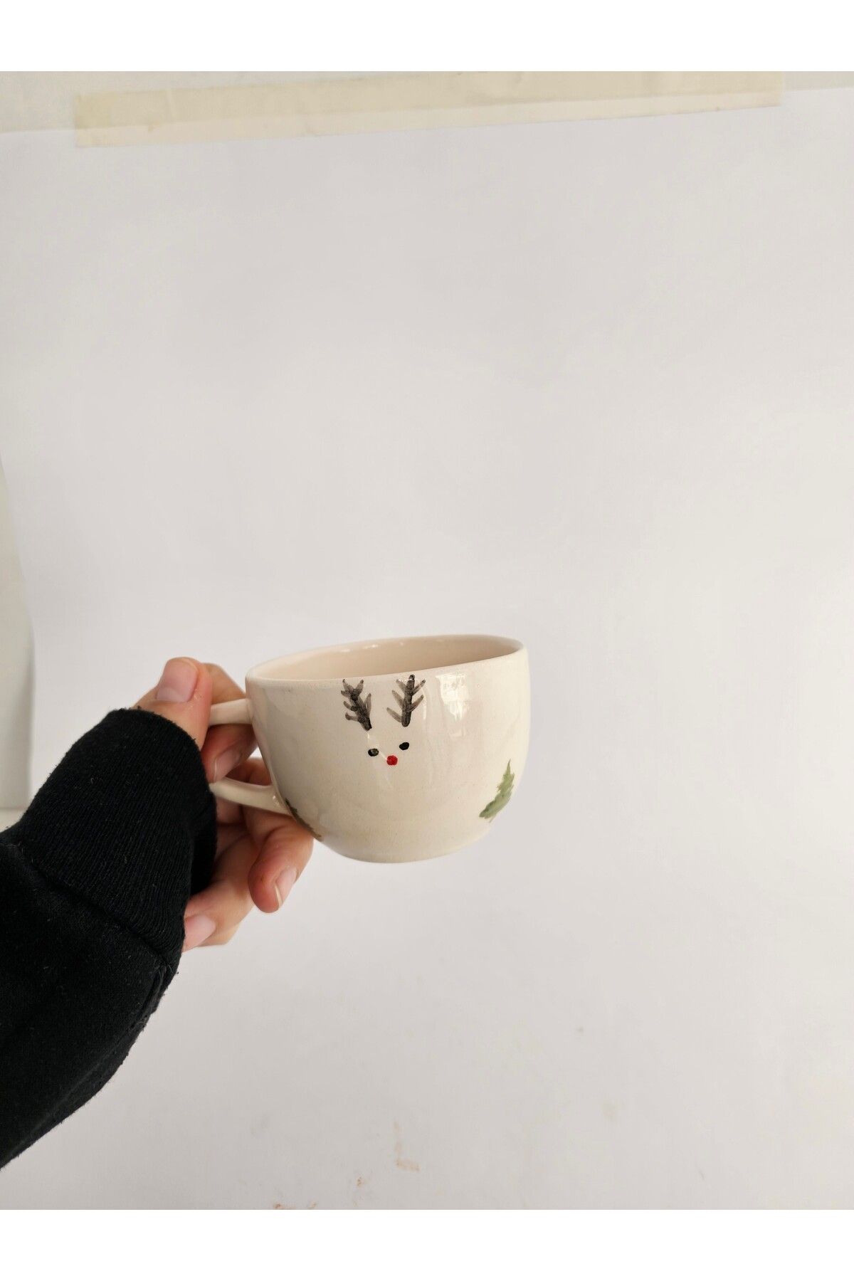 CenksHandmade Yılbaşı konsept geyik desen seramik elyapımı mug