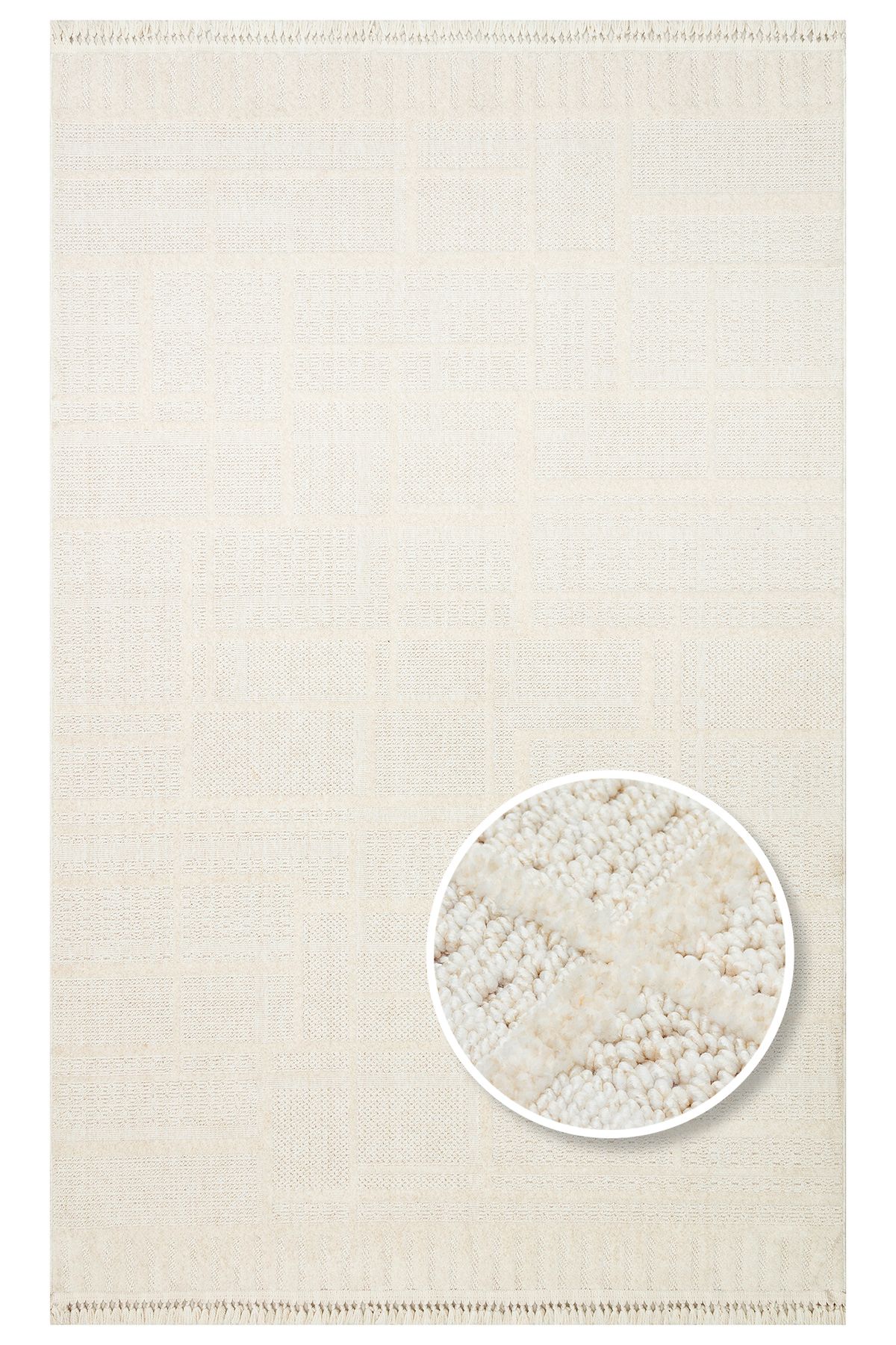 Eko Halı MAYER HALI HURGADA 03 WHITE Hav Toz Vermeyen Yumuşak dokulu Modern Makine Halısı