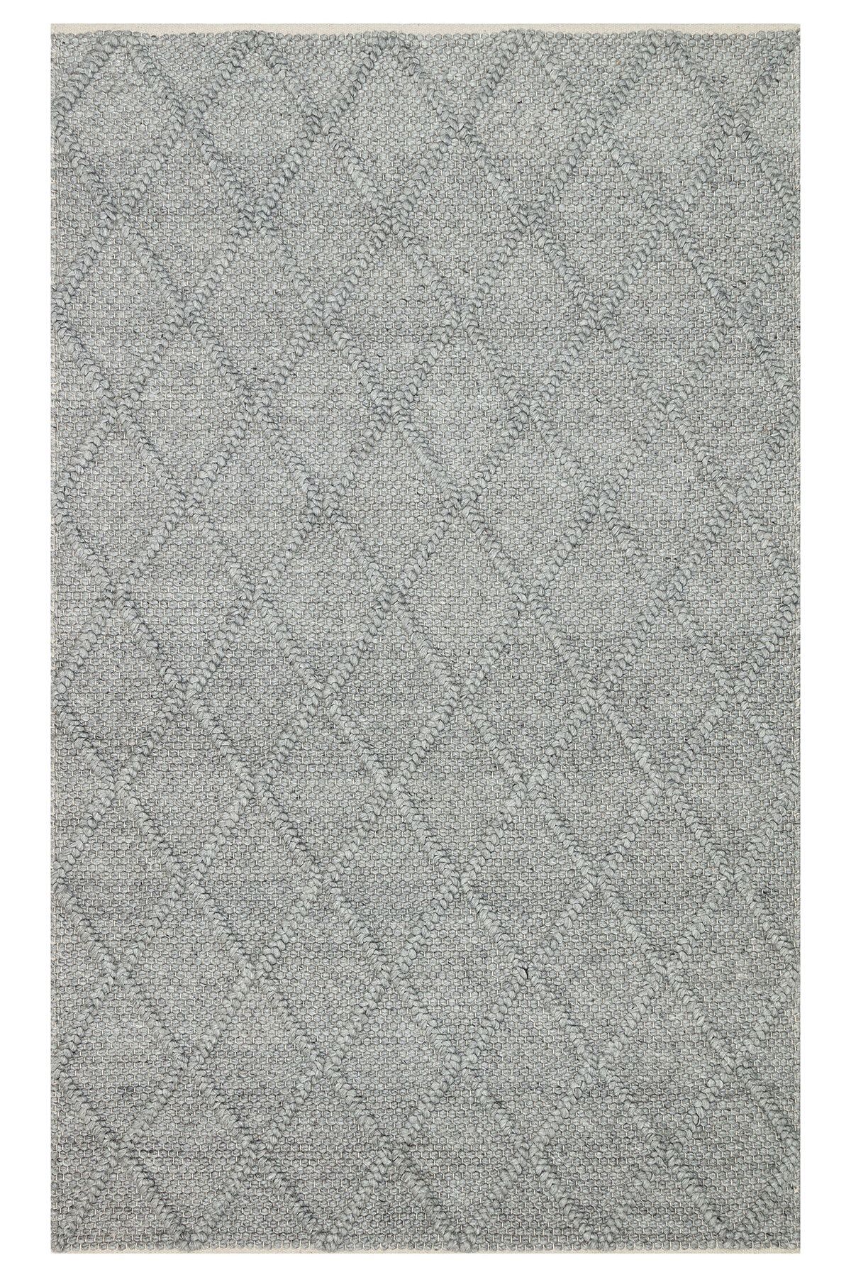 Eko Halı MAYER HALI DIAMOND GREY Naturel Kazak Örgü Desenli El Dokuma Örgü Halı
