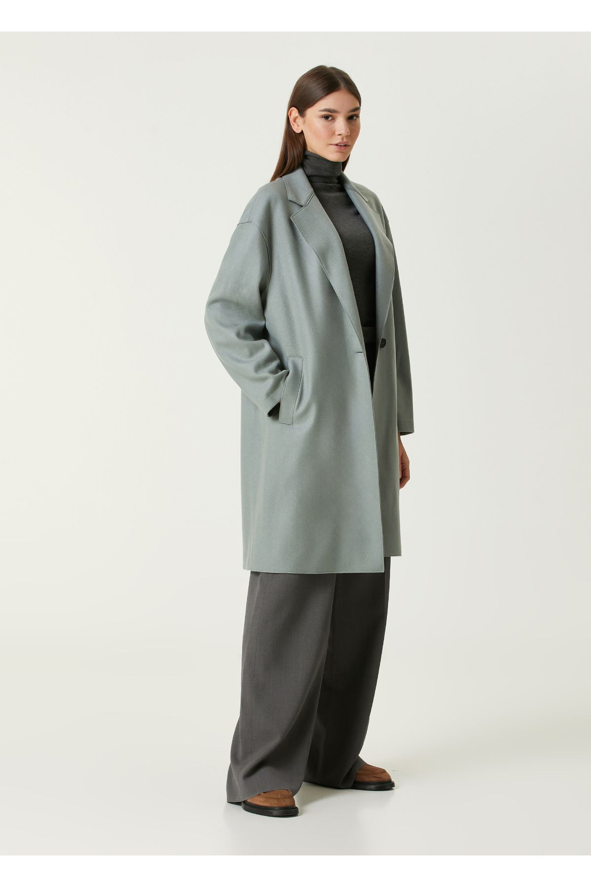 Harris Wharf London-Water Green Woolen Coat Size: 40 2