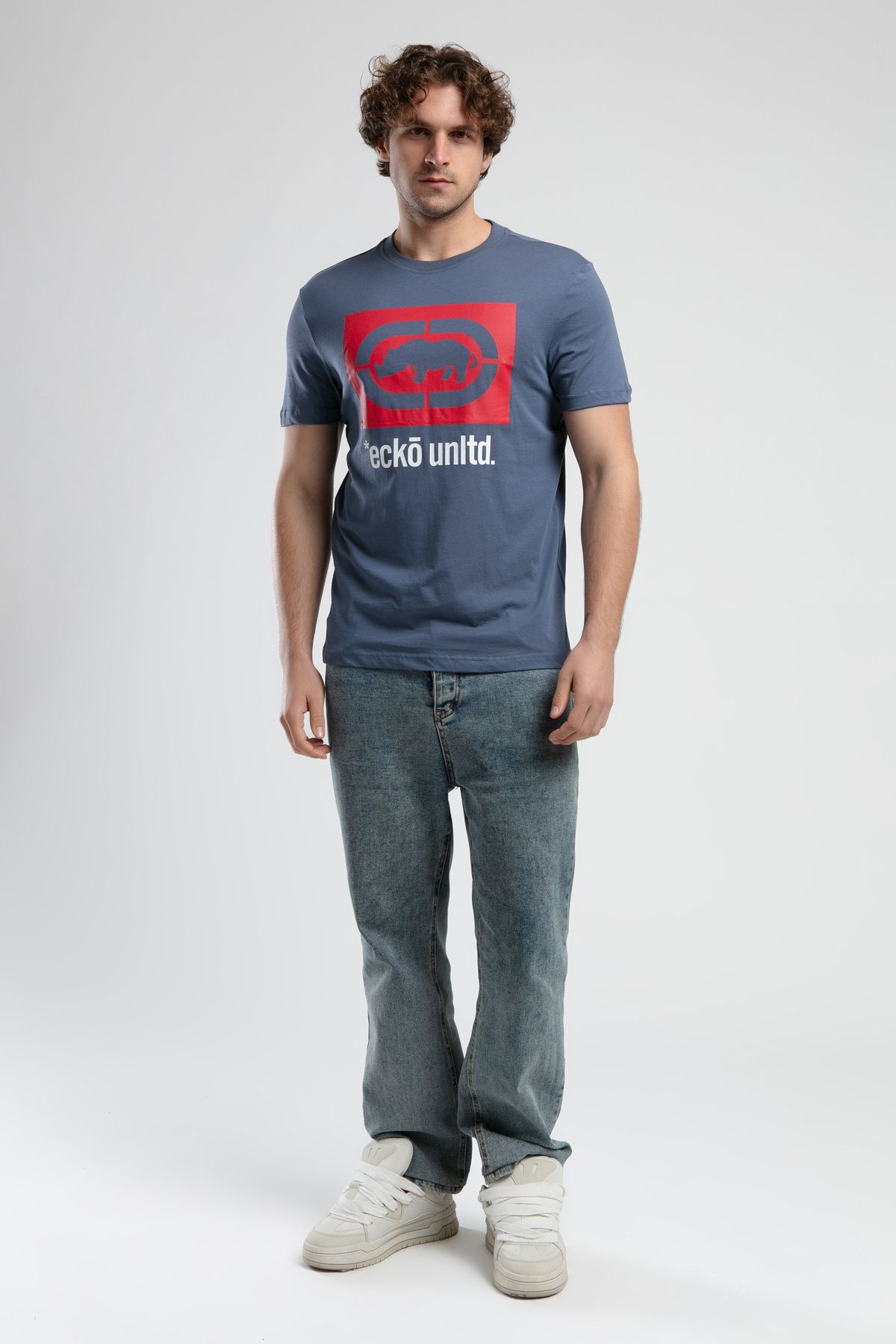 ECKO UNLTD-Harris Navy Blue Crew Neck Printed Standard Fit Men's Tshirt 3