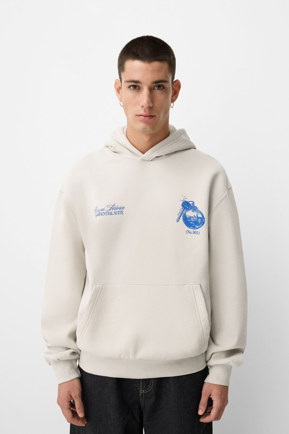 Bershka-Patterned Oversize Hooded Sweatshirt 1