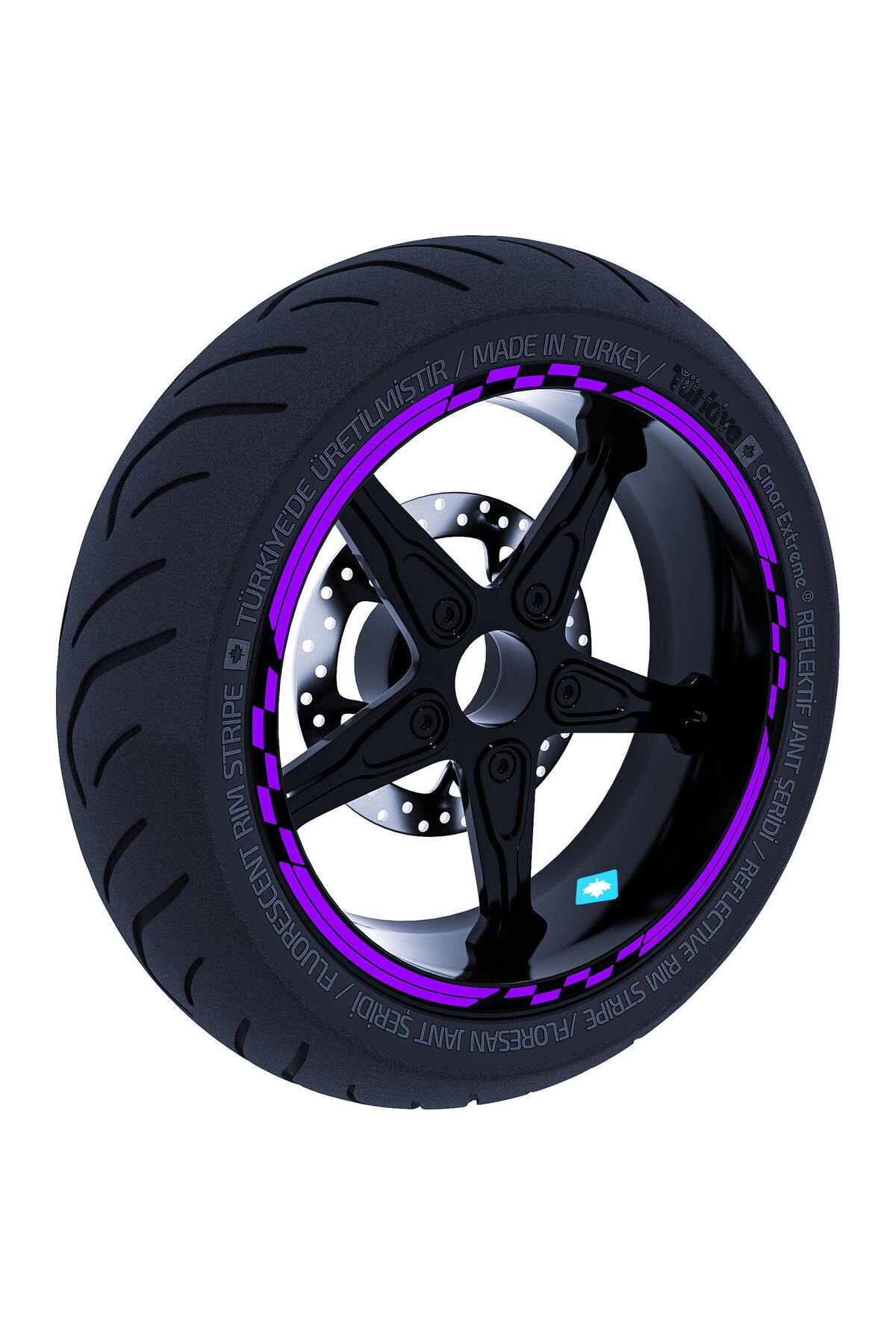 Çınar Extreme Moto GP Yarış Bayraklı Patlıcan Moru Jant Şeridi Sticker Çınar Extreme - 0726199633019