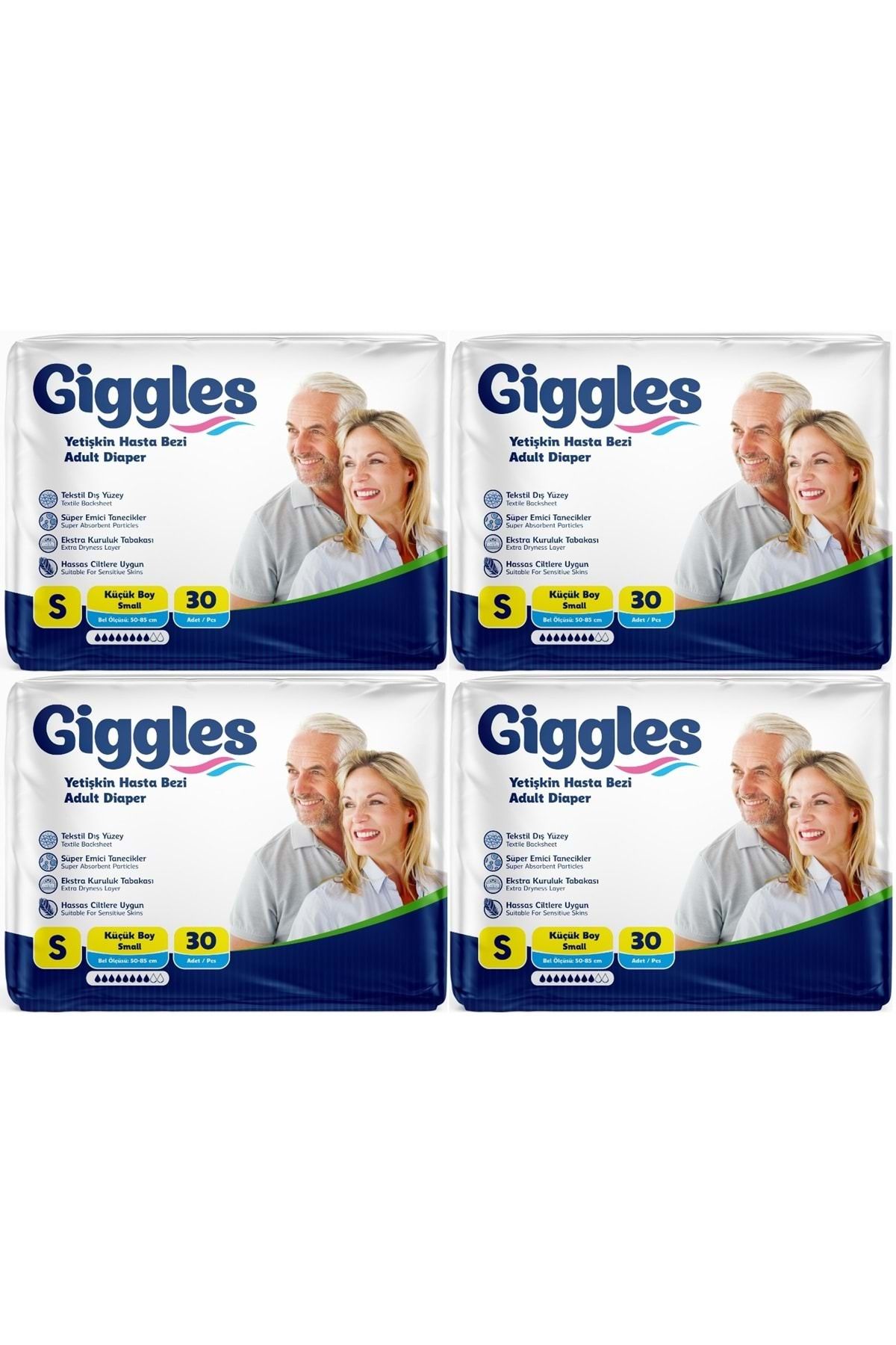 giggles Hasta Bezi Yetişkin Bel Bantlı Tekstil Yüzey Küçük - Small (S) 120 Adet (4PK*30)