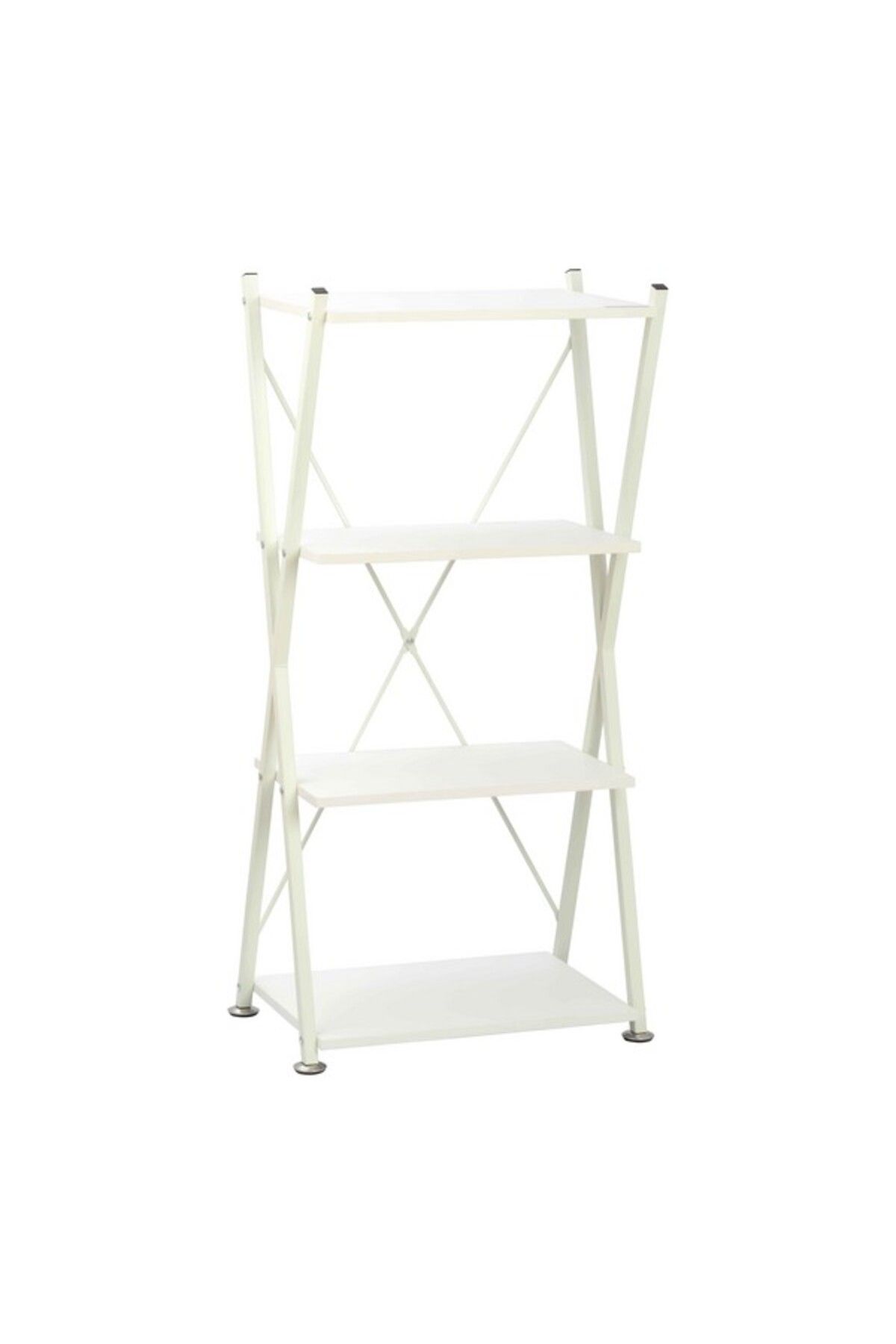 micasa-4-Tier X-Shape Metal Frame Storage Rack with Stable Base 1