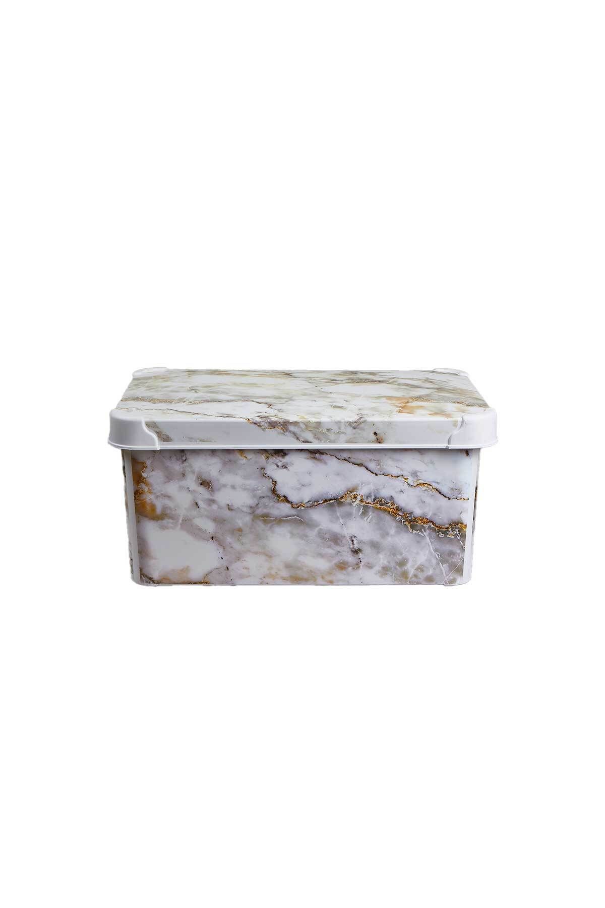 QUTU-Style Box Marble Patterned 10 L Decorative Storage Box 2