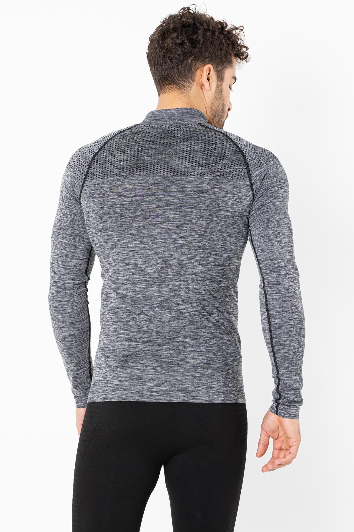 MioFit Erkek Ultimate Fermuar Yakalı Uzun Kollu Dikişsiz Spor Tişört görsel 8