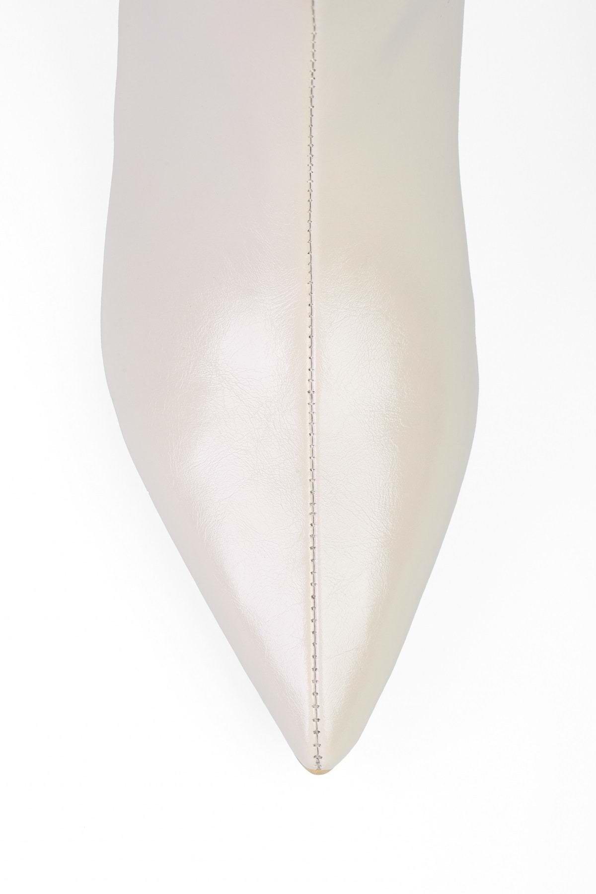 Shoeberry  Kadın Blaze Bej Cilt Kısa Sivri Topuklu Çizme - Görsel 4