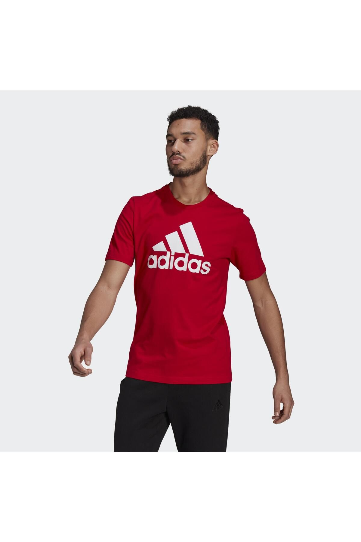 adidas Gk9124 M Bl Sj T Bisiklet Yaka Normal Kalıp Kırmızı - Beyaz Erkek T-shirt