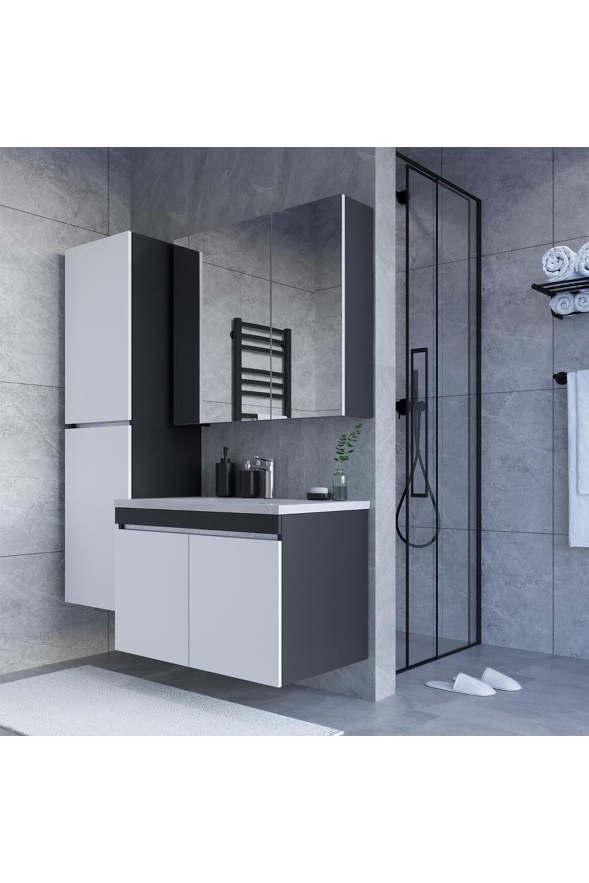 TETA HOME Tokyo 80 Cm Mdf Banyo Dolabı Seti Boy Dolabı