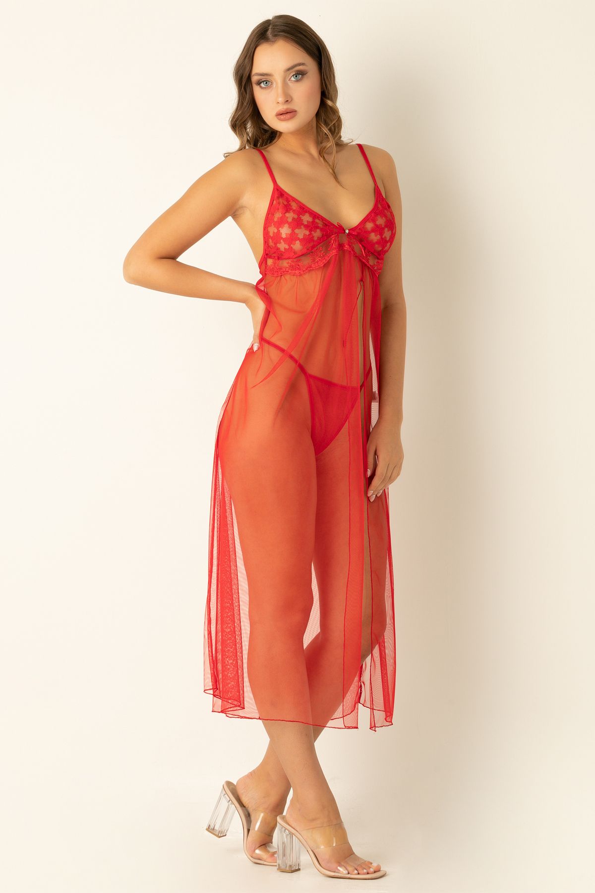 Miorre-Slit Detail Long Nightgown Set 2